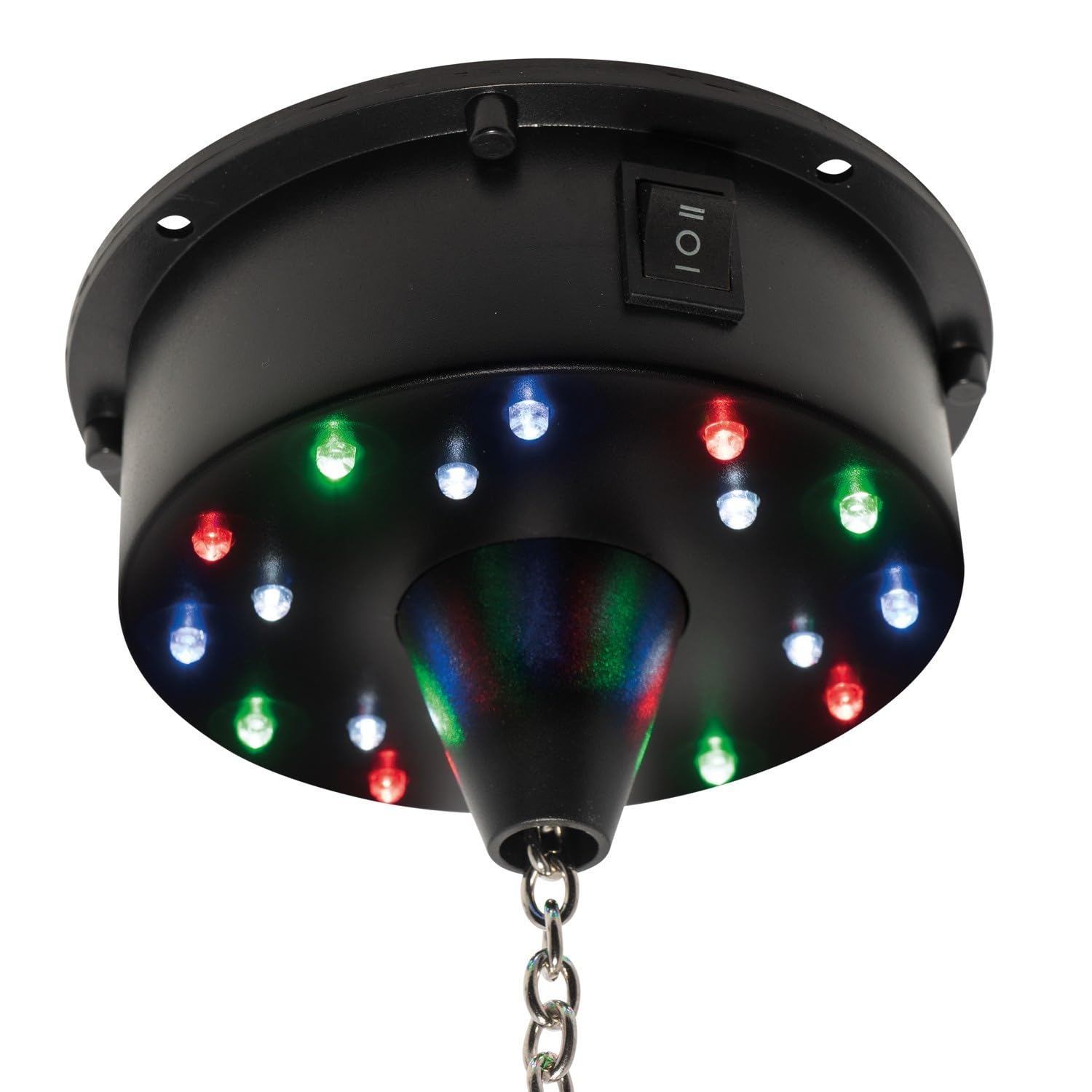 Boule à Facettes Argentée 50cm FXLab avec deux points de suspension + Moteur de boule à facettes LED à batterie FXLAB