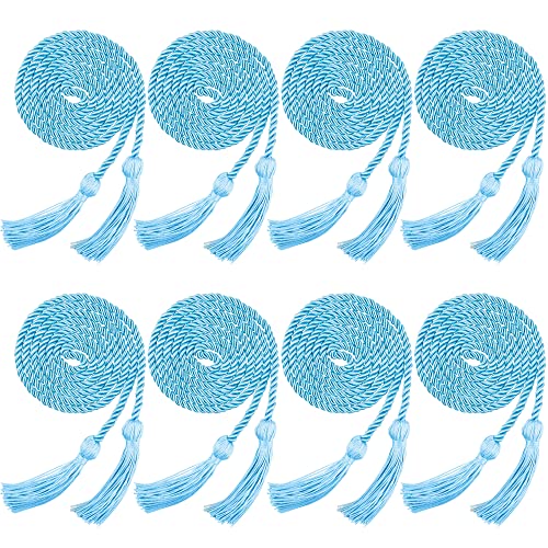 Image of Trounistro 8 Pieces Graduation Cords Yarn Honor Cords with Tassel for College Graduation Students (Sky Blue)