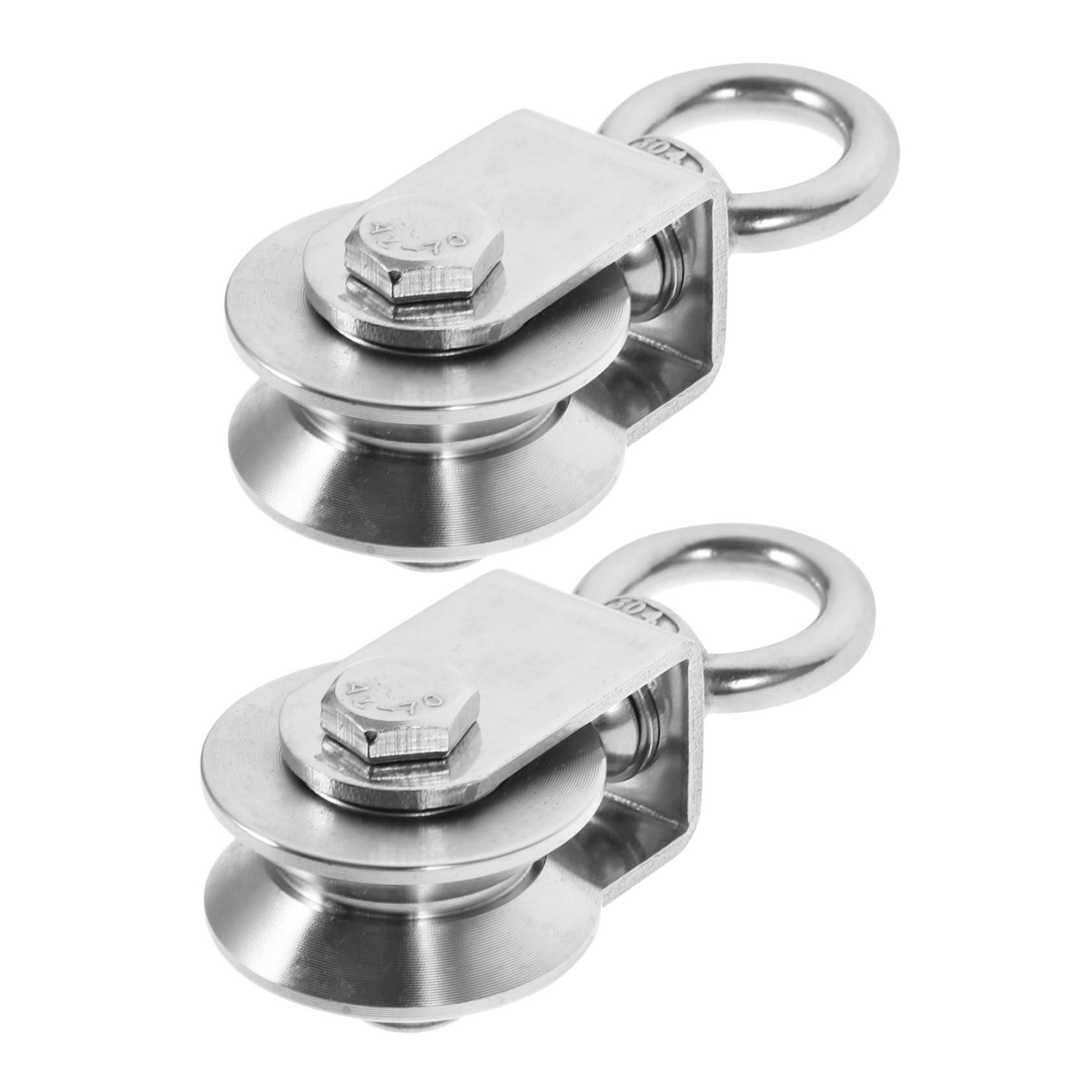 2 blocchi per pulegge in acciaio inox pesante – Rulli silenziosi per sollevamento, funi metalliche C, uso industriale e ferroviario e sistema di sollevamento affidabile