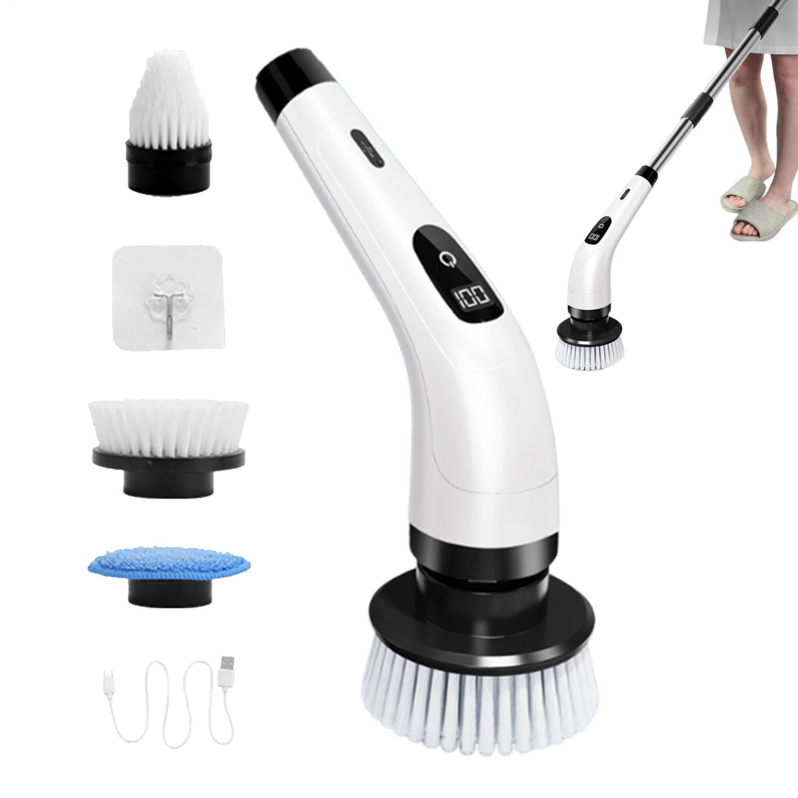 Outil de nettoyage rechargeable et brosse multi-usage pour carrelage et douche
