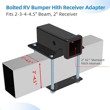 Bolt-On RV Hitch Receiver - 2 Adapter for 3-4 Camper Beams, 200lbs Reinforced Cargo Rack & Bike Mount
