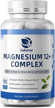 Magnesium Glycinate Complex - 12 Forms of Glycinate,Citrate & B6,90 Caps