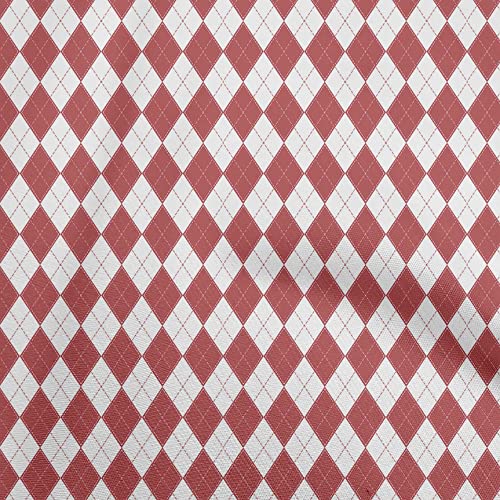 oneOone Cotton Flex Maroon Fabric Check Argyle Sewing Material Print Fabric By The Yard 40 Inch Wide