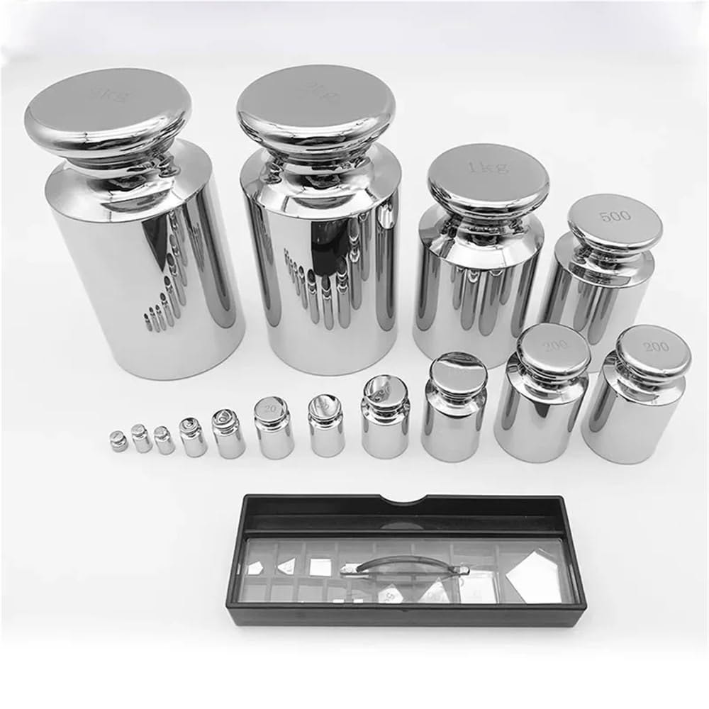 Set di 27 pesi in acciaio inossidabile da 1 mg a 2 kg, bilancia elettronica di calibrazione standard ad alta precisione con scatola(E2 set)
