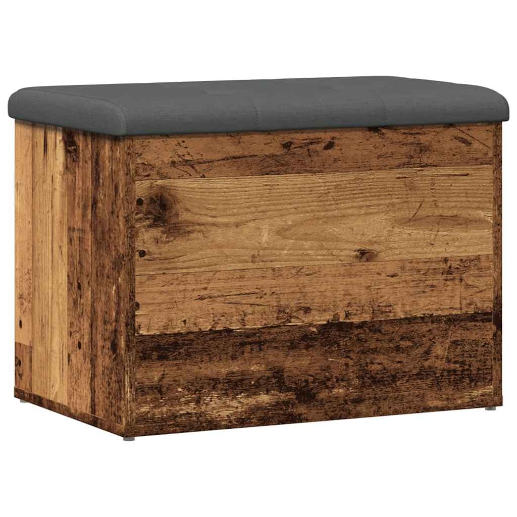 Ławka do siedzenia z miejscem do przechowywania, wygląd starego drewna, 62 x 42 x 45 cm, materiał drewnopochodny, ciemnoszara, do korytarza, organizer do przechowywania