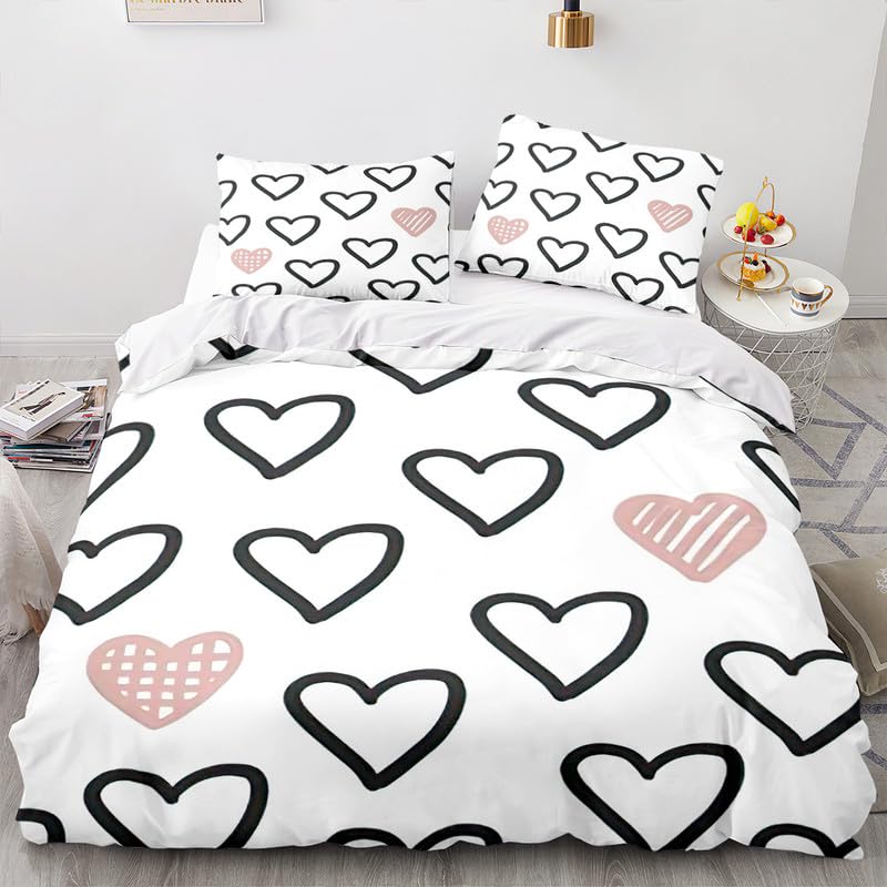Housse de couette 90x190 et taie L’Amour Blanc en microfibre pour enfant