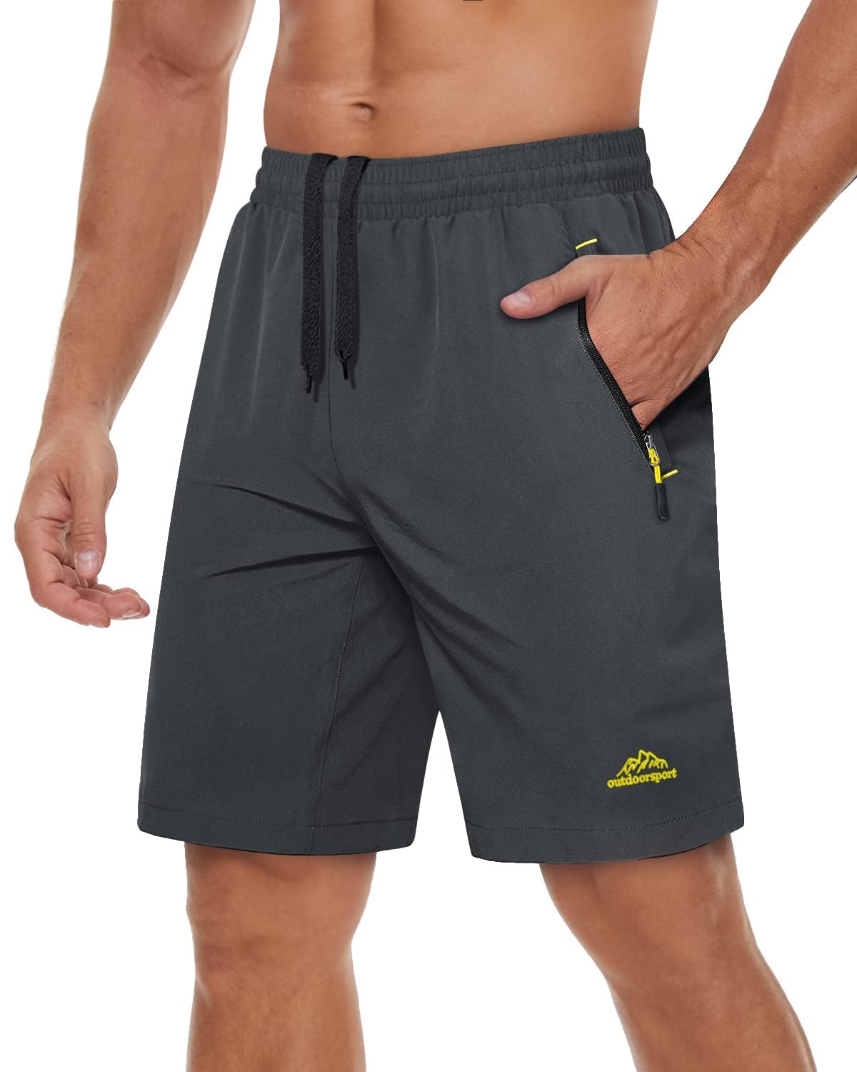 Men's Quick-Drying Training Shorts, Running Shorts, Breathable Sports Shorts with Zip Pockets