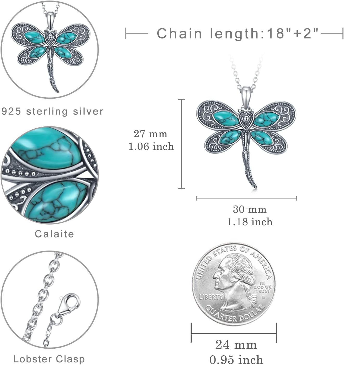 Western Turquoise Necklace 925 Sterling Silver Turquoise Cross/Dragonfly/Cow Tap/Butterfly/Hummingbird/Snake/Horseshoe Pendant Necklaces Turquoise Jewelry Gifts for Women Men