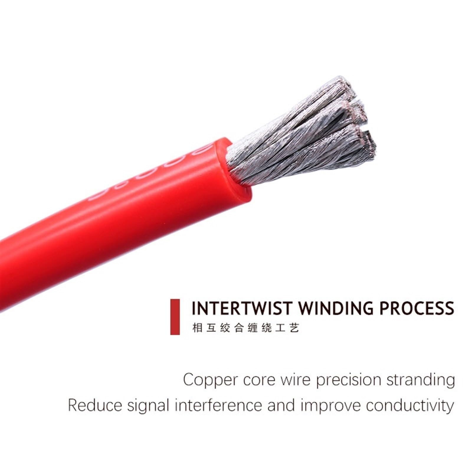 Cables Flexibles de Silicona, Cable de Silicona súper Suave, 600V, Negro, Rojo, 2-16 AWG, Cable de Cobre estañado Resistente al Calor(Each 3meter 4 AWG-25mm2)