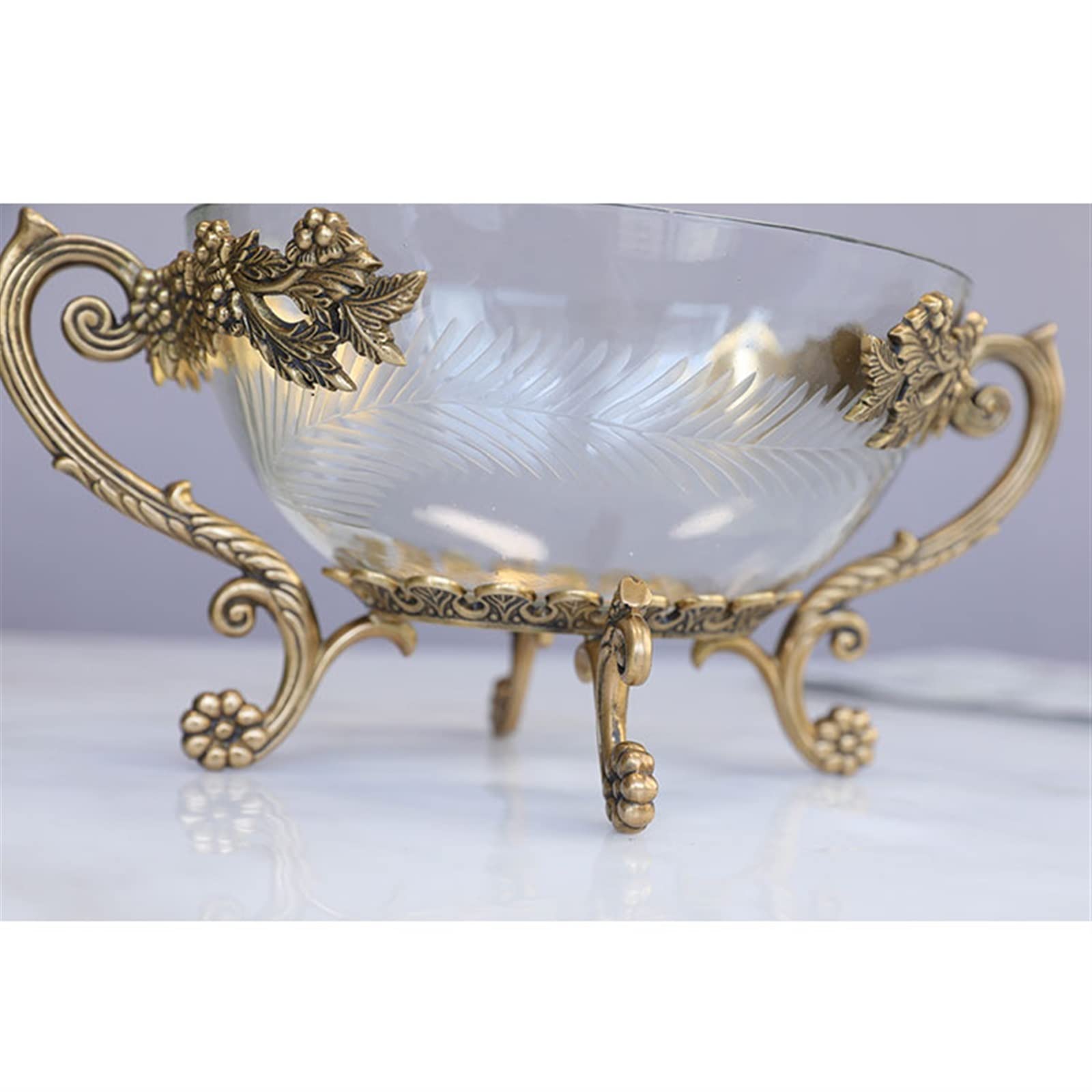Corbeille à Fruits pour la Cuisine, Bol à Fruits, Nouveau Style Chinois, Assiette à Fruits en Verre Transparent, décoration de Salon, Maison, poignée à Double Oreille en
