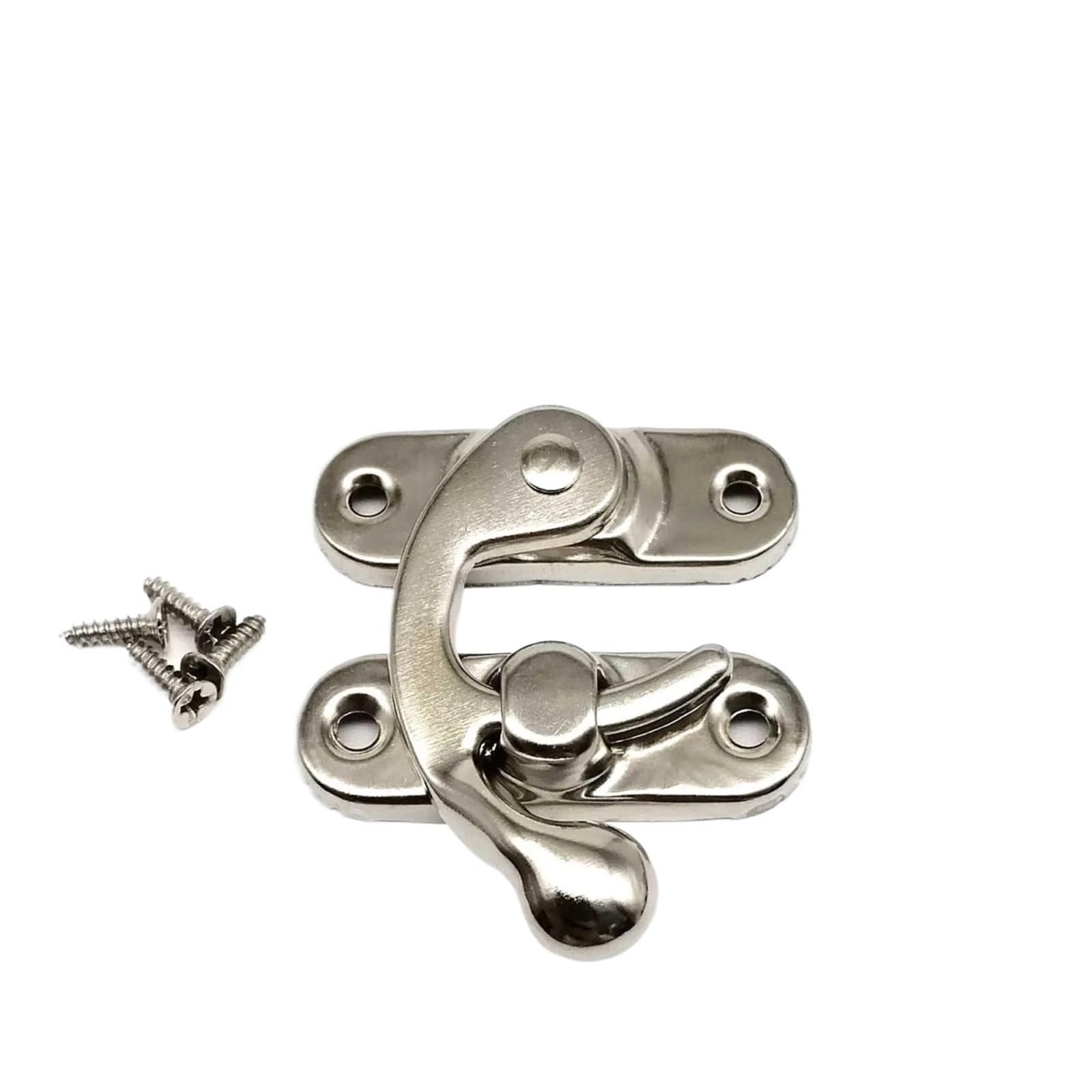 12pcs Box Toggle Latch Hasp Hook Lock Closure for Wooden Jewelry Chest Case Leather Bag Handbag Suitcase with Screw for Boxes v(Large Silver)