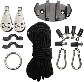 RAUKS Anchor Trolley System, Stable Kayak Canoe Anchor Trolley Kit System, Rope Cleat Carabiner Pulley Anchor Paracord Restraining Kayak Movement, Kayak Stabilization Accessories
