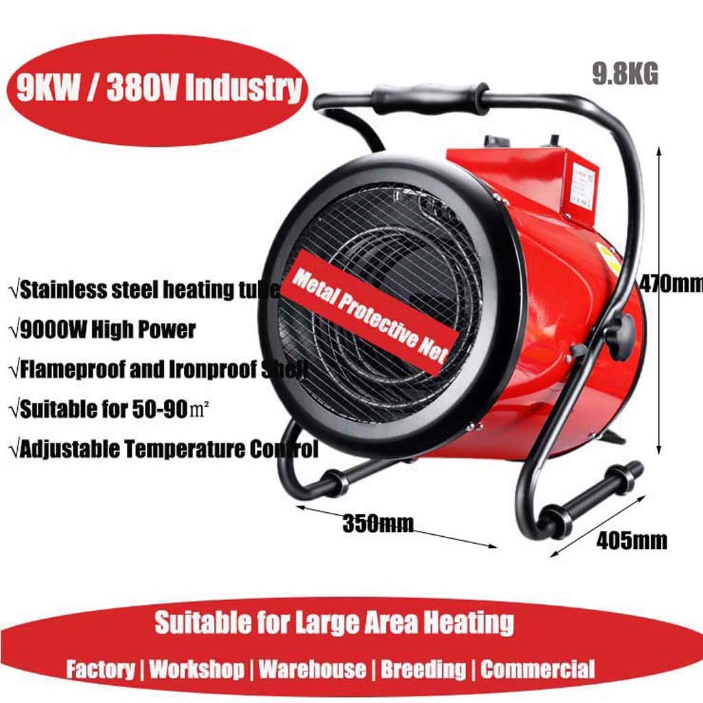 Calentador industrial,220~380V /3~9KW Soplador de aire caliente | Tubo de calentamiento de acero inoxidable - Calentador de alta potencia Ahorro de energía - Adecuado para crianza de 20-90㎡