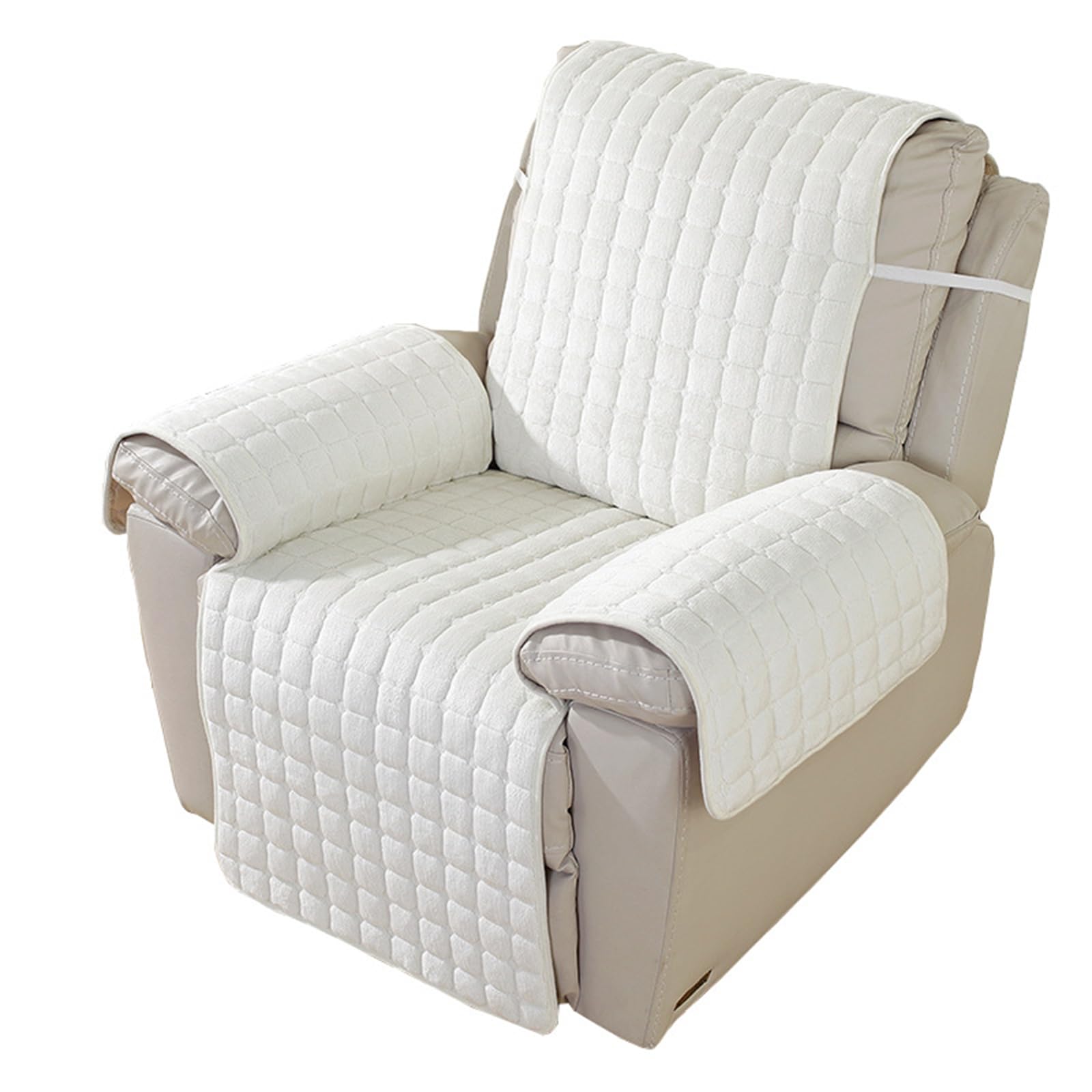 GUYIRT Recliner Chair Covers Slipcovers Lazy Boy, Chair Covers for Recliners, Chair Protectors Covers with Elastic Straps for Kids Dogs Pets (white)