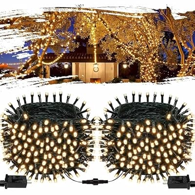 OZS Upgraded 2Pack 164ft 400 LED Christmas String Lights Outdoor/Indoor, Extendable Fairy String Lights, Waterproof 8 Modes Green Wire Tree Lights for Holiday Party Christmas Decorations (Warm White)