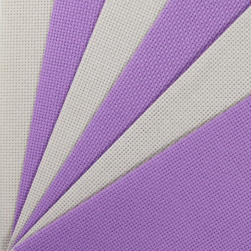 Image of KCS 4 /6 pc of 12 inch x 18 inch 30cmx45cm 16CT Counted Cotton Aida Cloth Cross Stitch Fabric (Pearl Grey+Lavender, 6 pc)