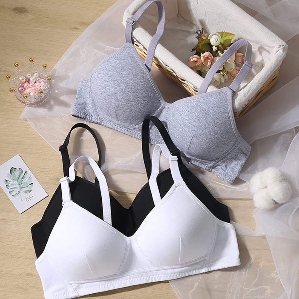 Reggiseno Sportivo da Ragazza in Cotone con Cinturino Regolabile Staccabile Senza Ferretto, Confezione da 3 Bralette A-Cup