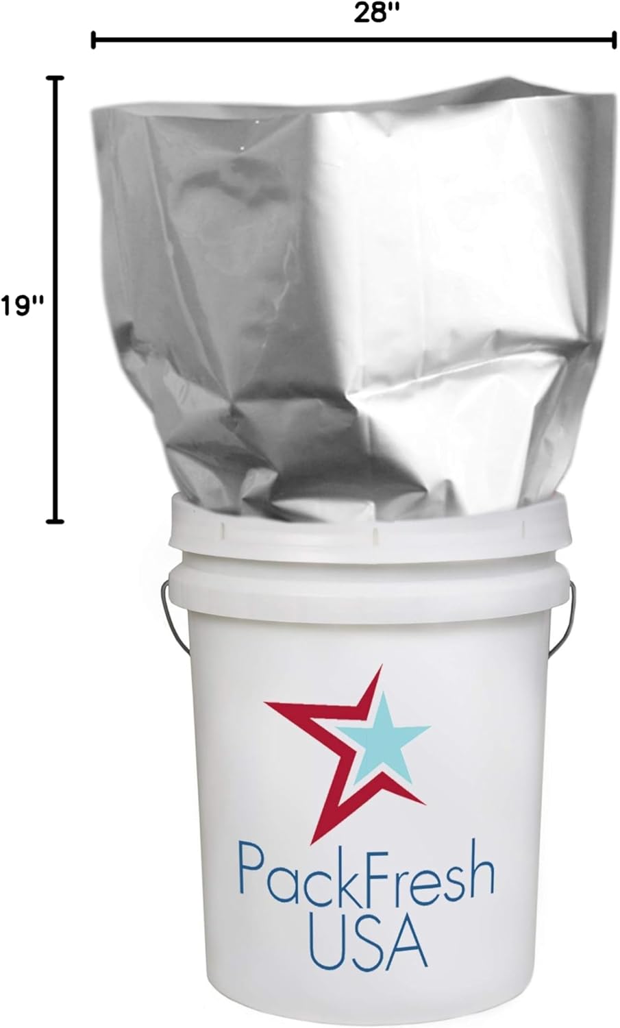 PackFreshUSA: 5 Pack - 7 Mil - Five Gallon Heavy Duty Mylar Bags - 2000cc + 500cc High Capacity Oxygen Absorbers - Rounded Corners - Long-Term Food Storage