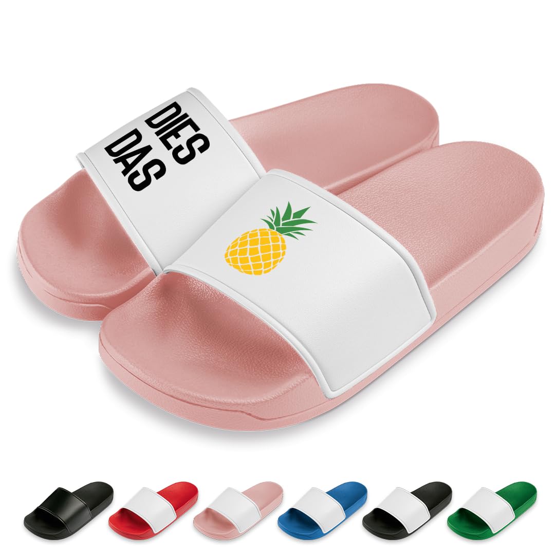 Prozente Momente Dies Das Ananas | Slipper | Badelatschen | Hausschuhe | Pantoletten | Unisex | Urlaub | Malle | JGA | Geschenkidee | rutschfest