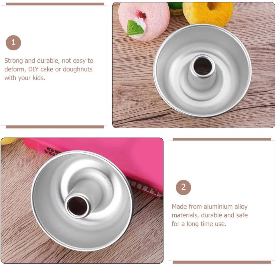 DOITOOL 5.7 Inch Donut Mold Aluminum Alloy Non-Stick Doughnut Baking Pan with Smooth Surface for Easy Demolding and Family Diy Cake Making
