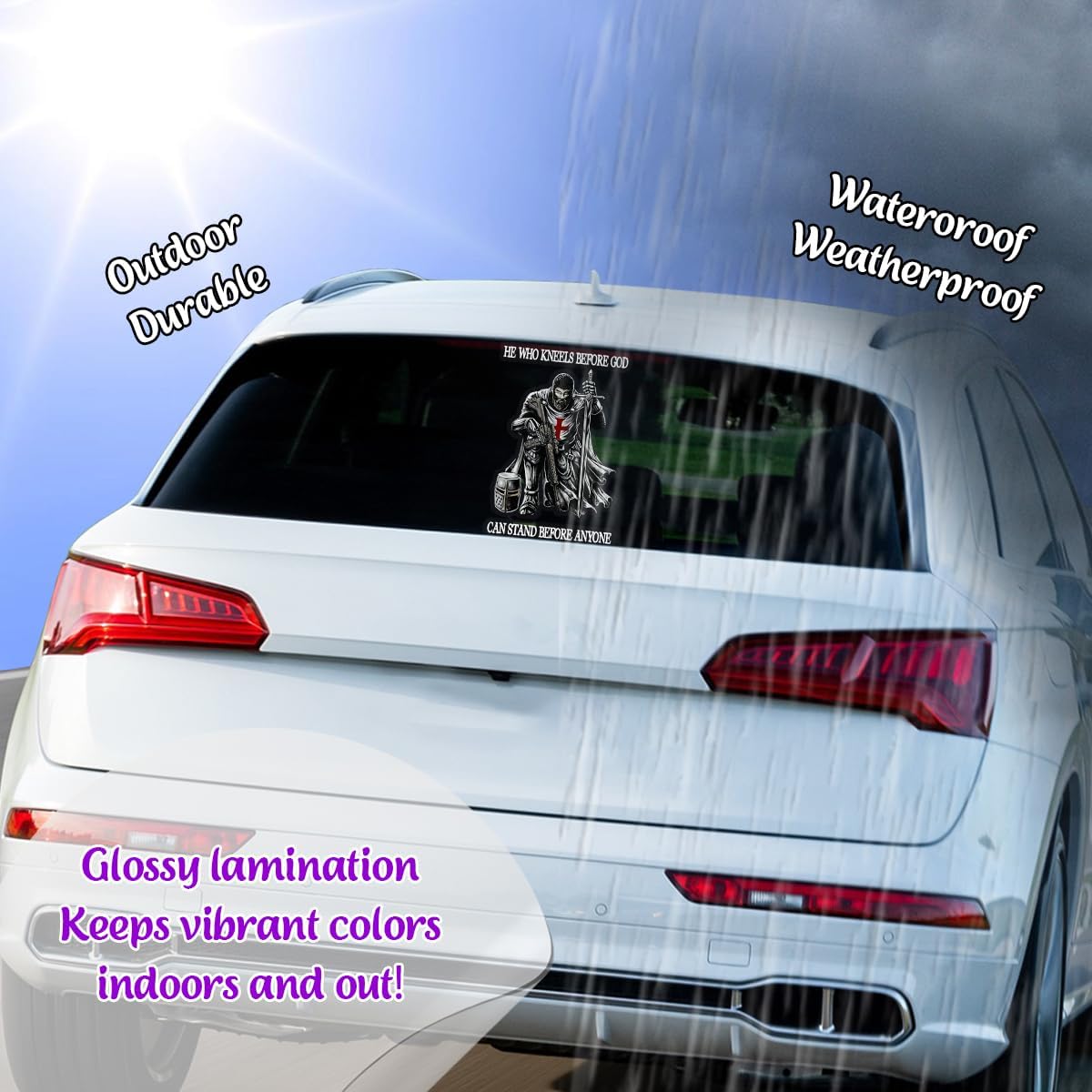 Premium Knight Templar Christian Sticker – 'He Who Kneels Before God Stands Before Anyone' – Durable & Waterproof Vinyl Decal for Car Door, Window, Laptop – 9 x 6 Inches - Image 6
