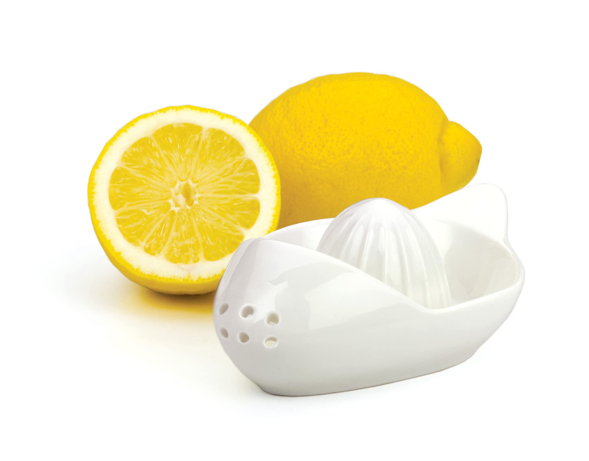RSVP InternationalPorcelain Kitchen Tool Collection, Citrus Juicer/Stainer, White