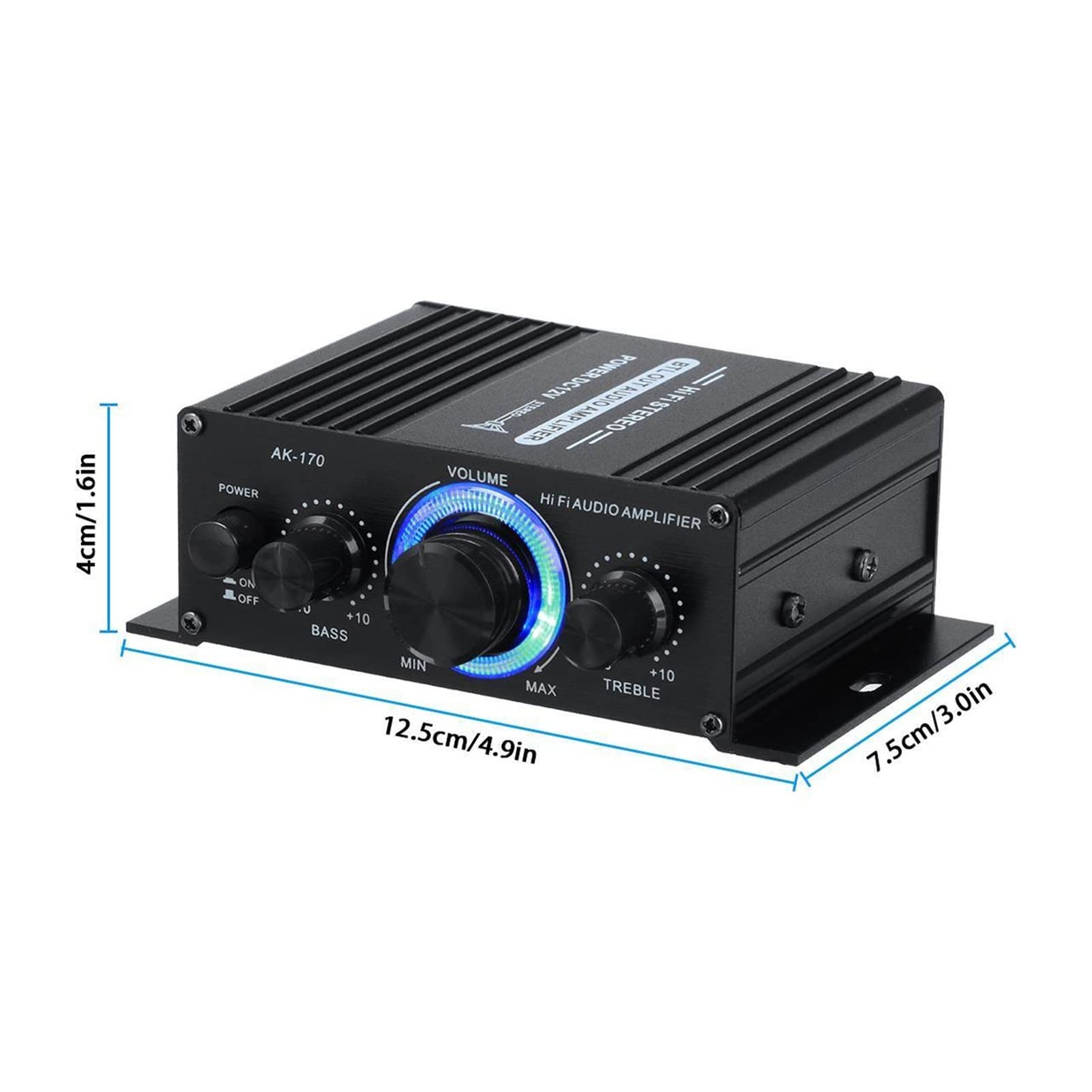 Amplificatore Audio, AK380 / AK370 / AK170 2 Canale Bluetooth HIFI Amplificatore di potenza Amplificatore domestico Audio Processor Classe D Controllo remoto FM. Radio(AK370)