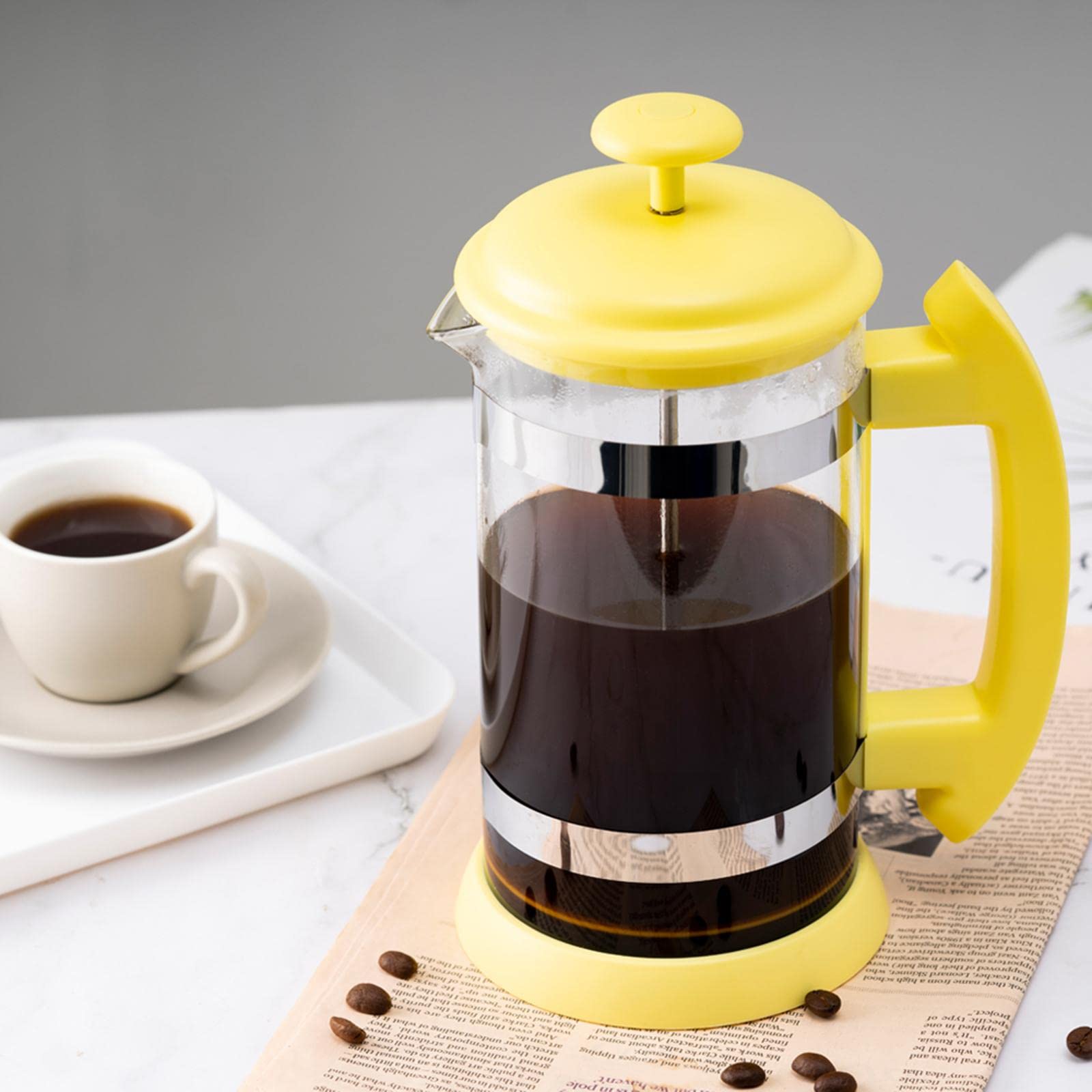 Caffettiera in Vetro Borosilicato Resistente al Calore, Giallo