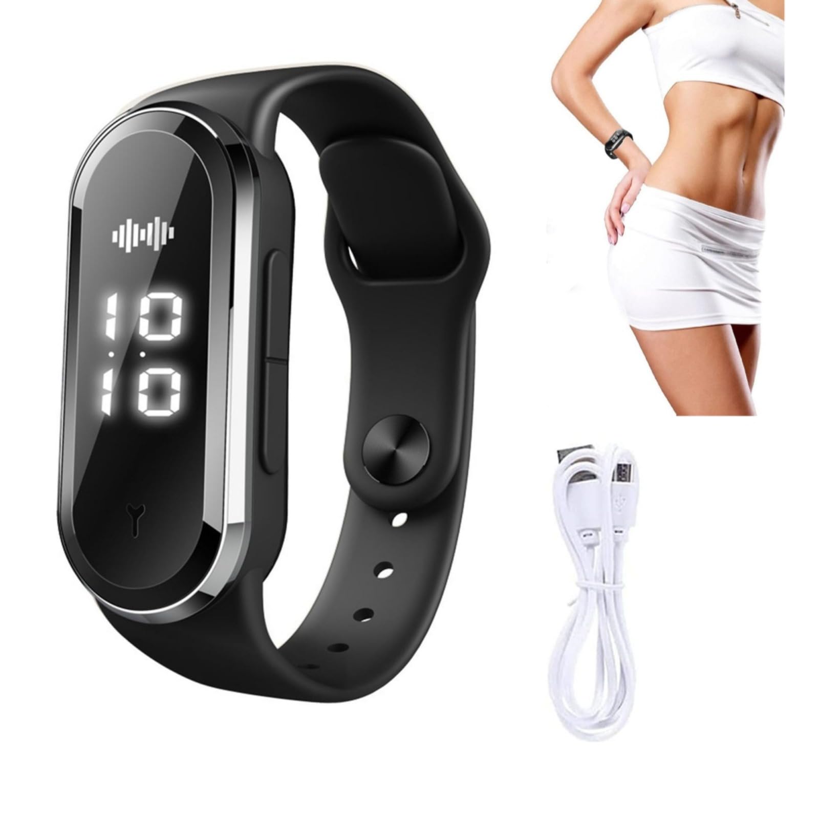 Braccialetto di perdita di peso ad ultrasuoni, orologio intelligente di perdita di peso ad ultrasuoni, braccialetto fitness corpo ad ultrasuoni, regolabile per uomini e donne (bianco)