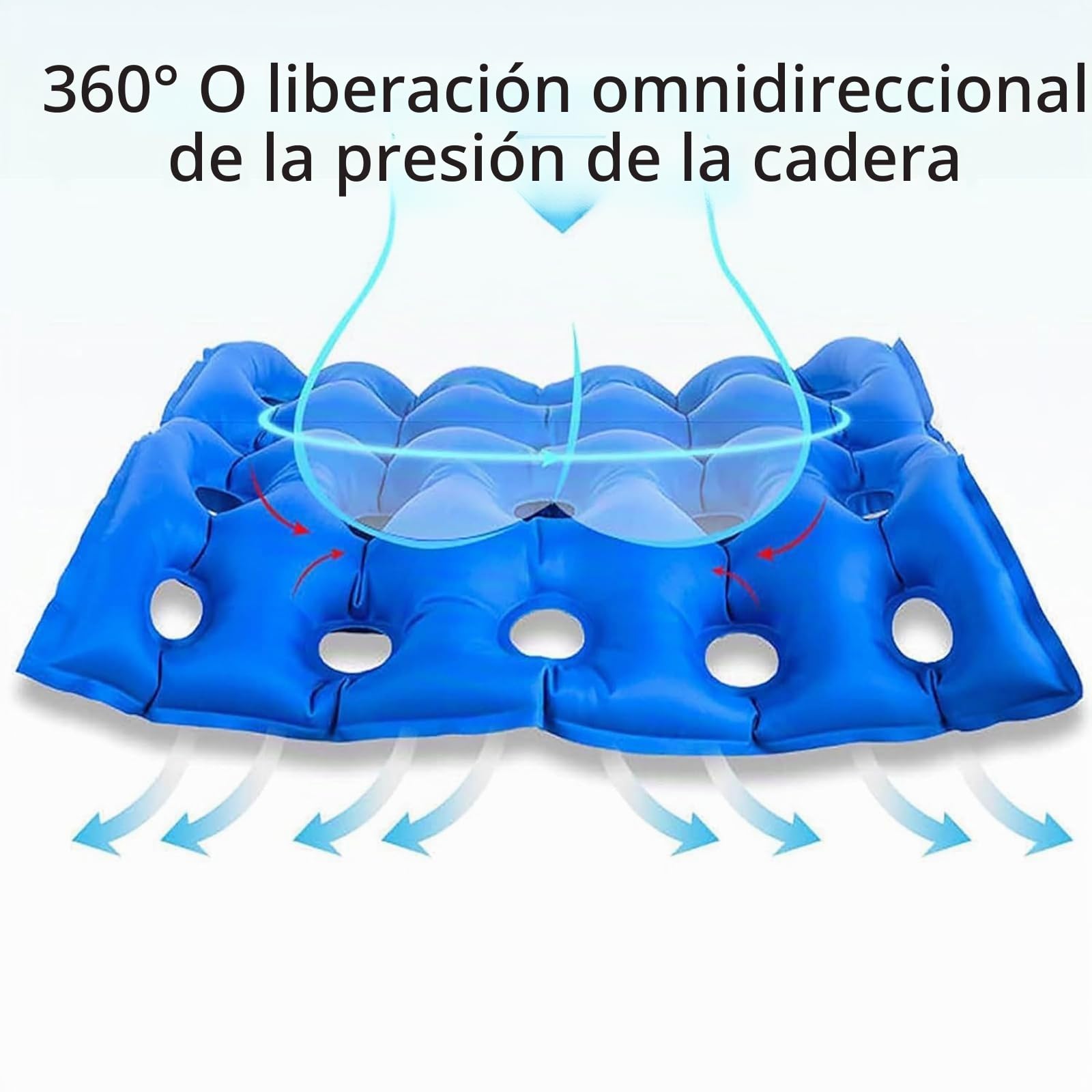 MObyat Colchón Antiescaras, Cojín para Úlceras por Presión con Bomba De Aire, Distracción, Diseño Impermeable, para Personas Mayores con Discapacidad (Silla De Ruedas No Incluida)