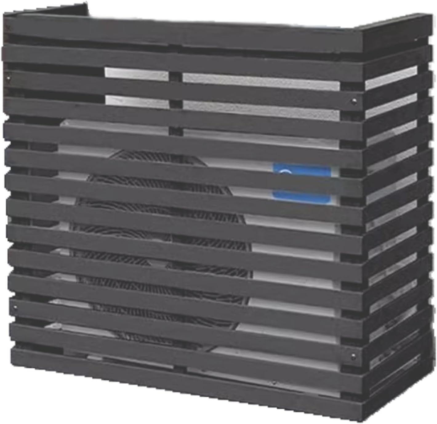 Housse de climatiseur extérieur en bois noir grand modèle cache-clim et support plantes