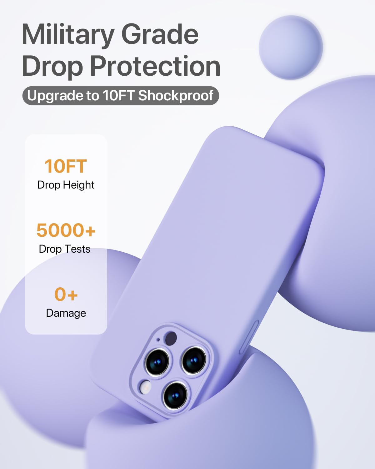 GOODVISH 3 in 1 Silicone Cover per iPhone 15 Pro 6.1" (2023), Custodia con 2 Pellicola Protettiva, Case per Cellulare Ultra Sottile Antiurto Resistente [Protezione Fotocamera], Viola