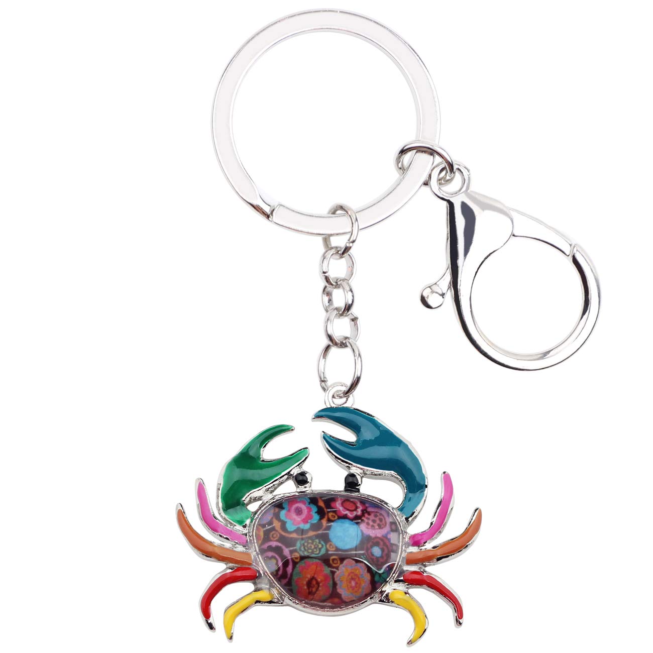 Weveni Women's Multicolor Metal Alloy Crab Key Chain Ring Fashion Ocean Jewelry For Handbag Bag Charm Keychain Accessories (Multicolor)