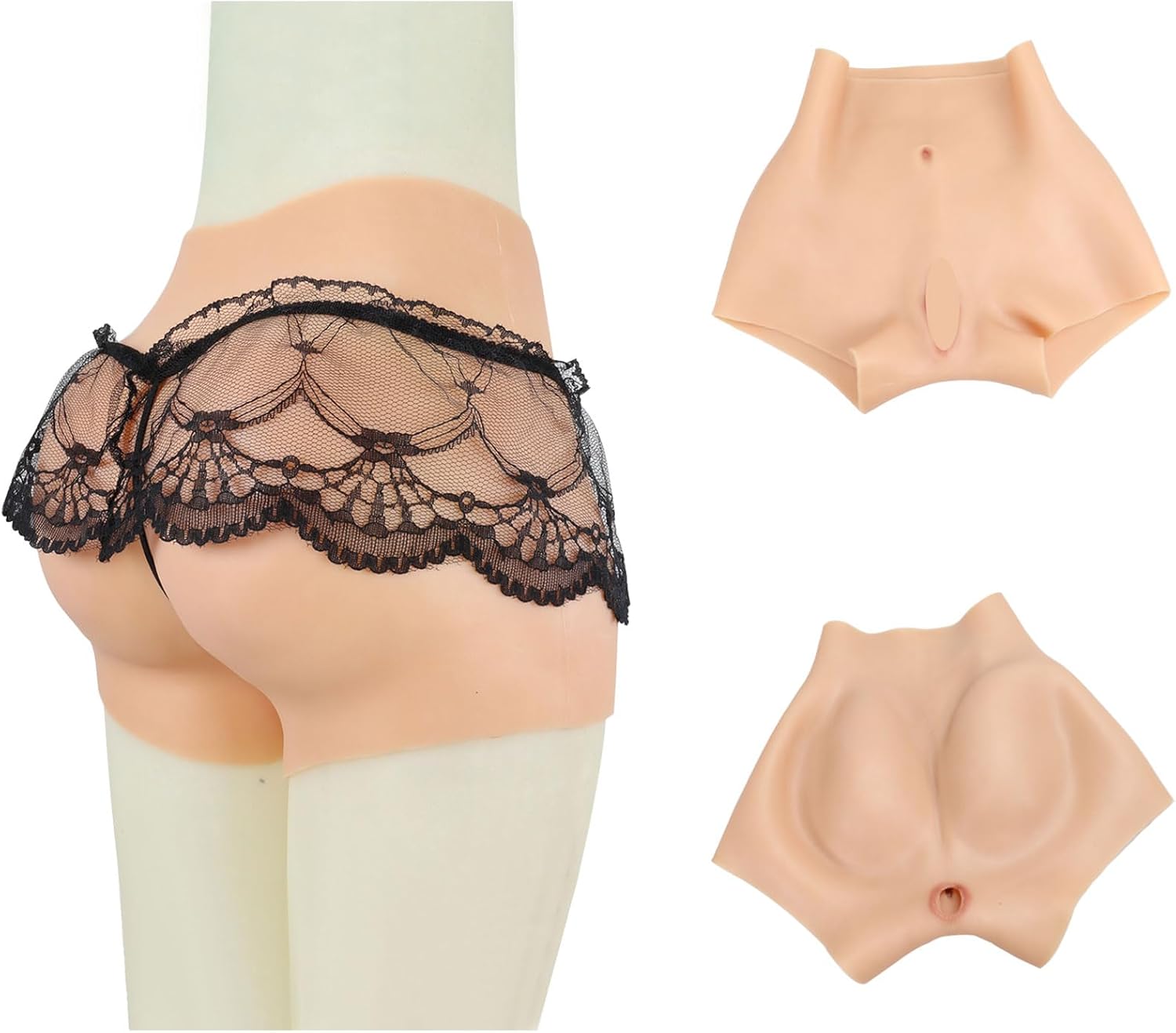 Realistic Silicone Panties Penetrable Fake Vagina Boxer Briefs Apparel Male to Female Shorts for Crossdresser Ladyboy