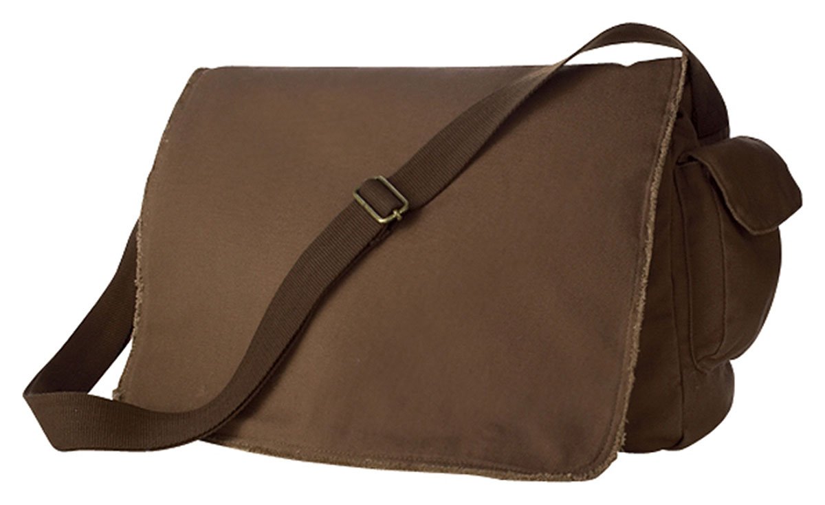Authentic Pigment1908 14 Oz. Pigment-Dyed Raw-Edge Messenger Bag Java Os