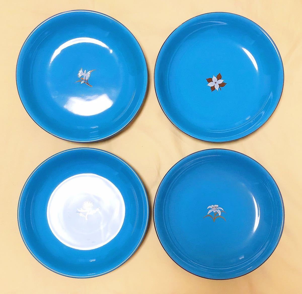 しえさん出品　1272　たち吉　Adam＆Eve　青い点の金縁皿4枚セット しえさん出品 1272 たち吉 Adam＆Eve 青い点の金縁皿4枚セット し