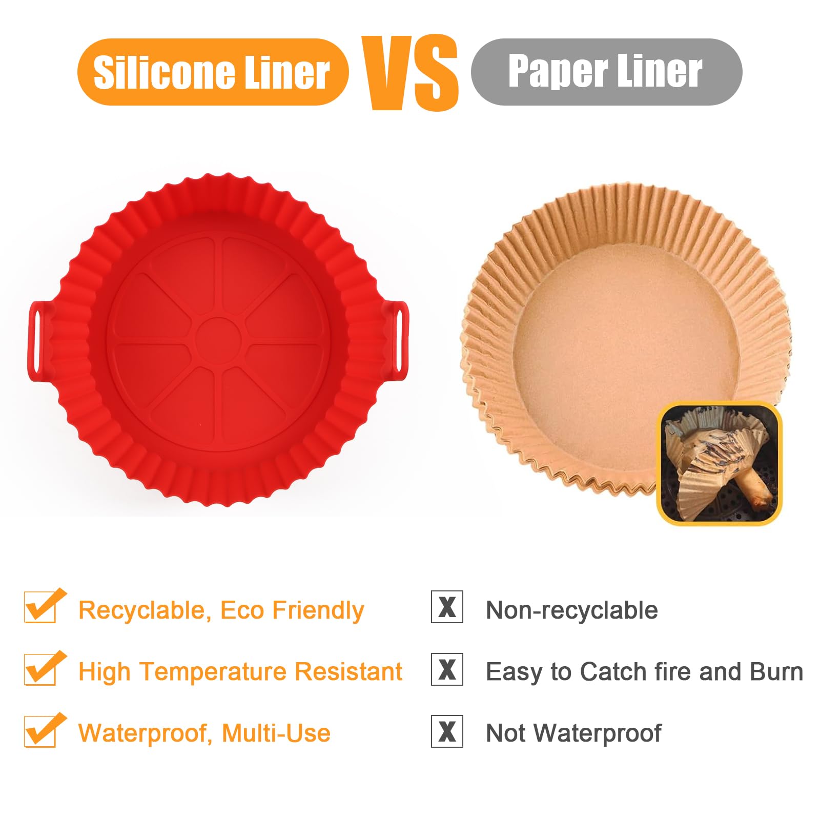 Air Fryer Liners - 4 Pack Reusable Silicone -4