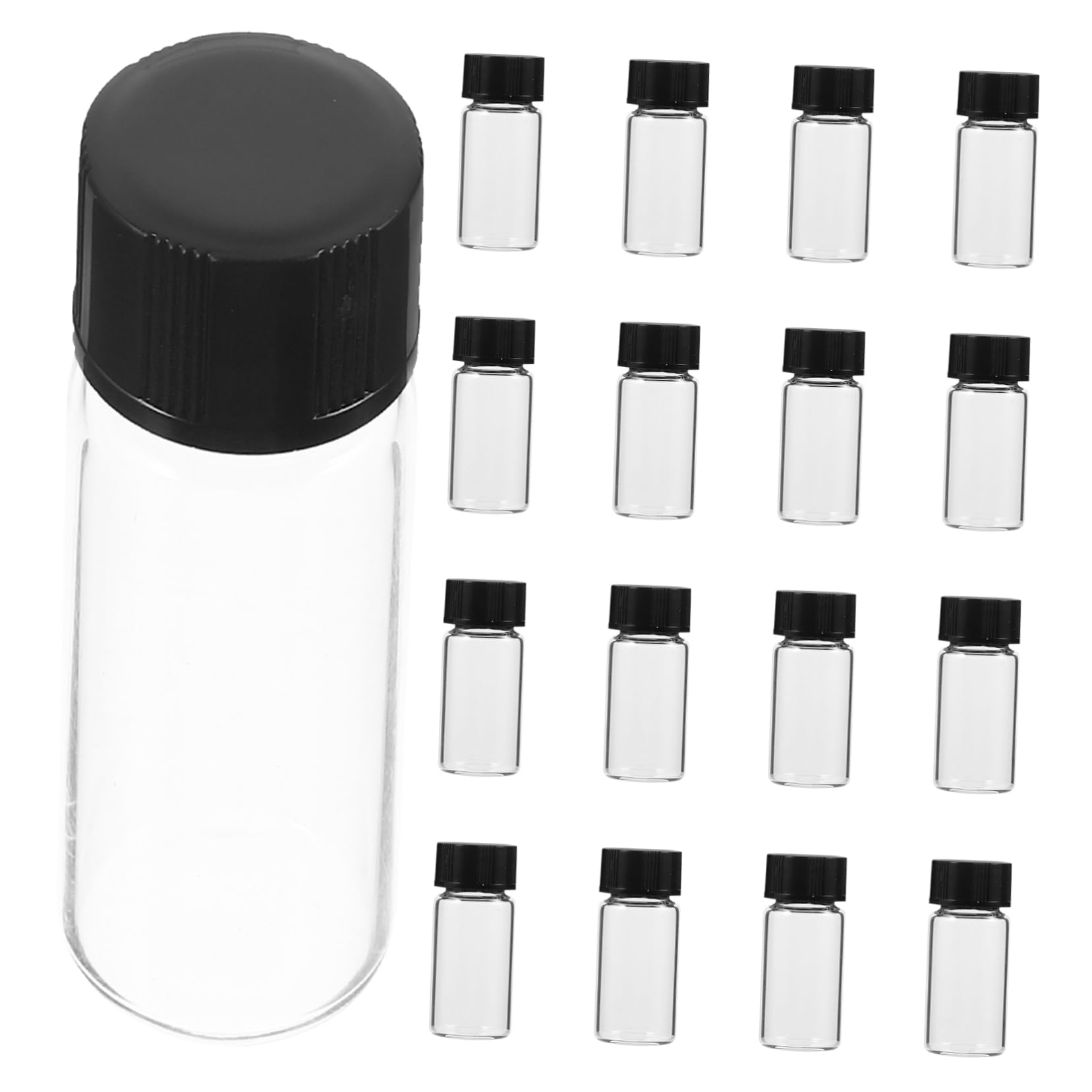 MUSISALY 100pcs Glass Bottle Liquid Vial Clear Sample Vial Empty Vials Bottles Transparent Vial Small Bottles Reagent Bottle Vitroleros para Mini Dropper Tubes Experiment Bottle Jars Black