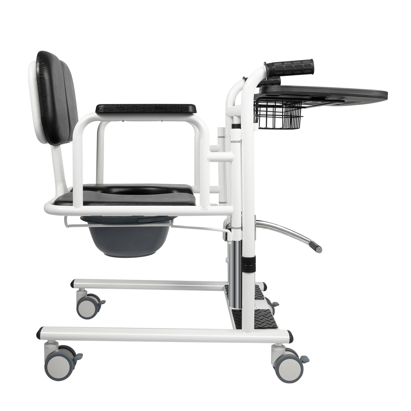 Elevador hidráulico para pacientes, capacidad de carga de 150 kg, silla de transporte portátil, multifunción, silla de ducha ajustable en altura para familias, hogares de ancianos y hospitales