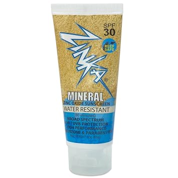 Zinka Sunscreen Reef Safe Mineral Formula, SPF 30 Zinc Oxide Lotion, 3 oz No Chemicals Water Resistant for Swimming, Surfing, Running, and Outdoor Recreation