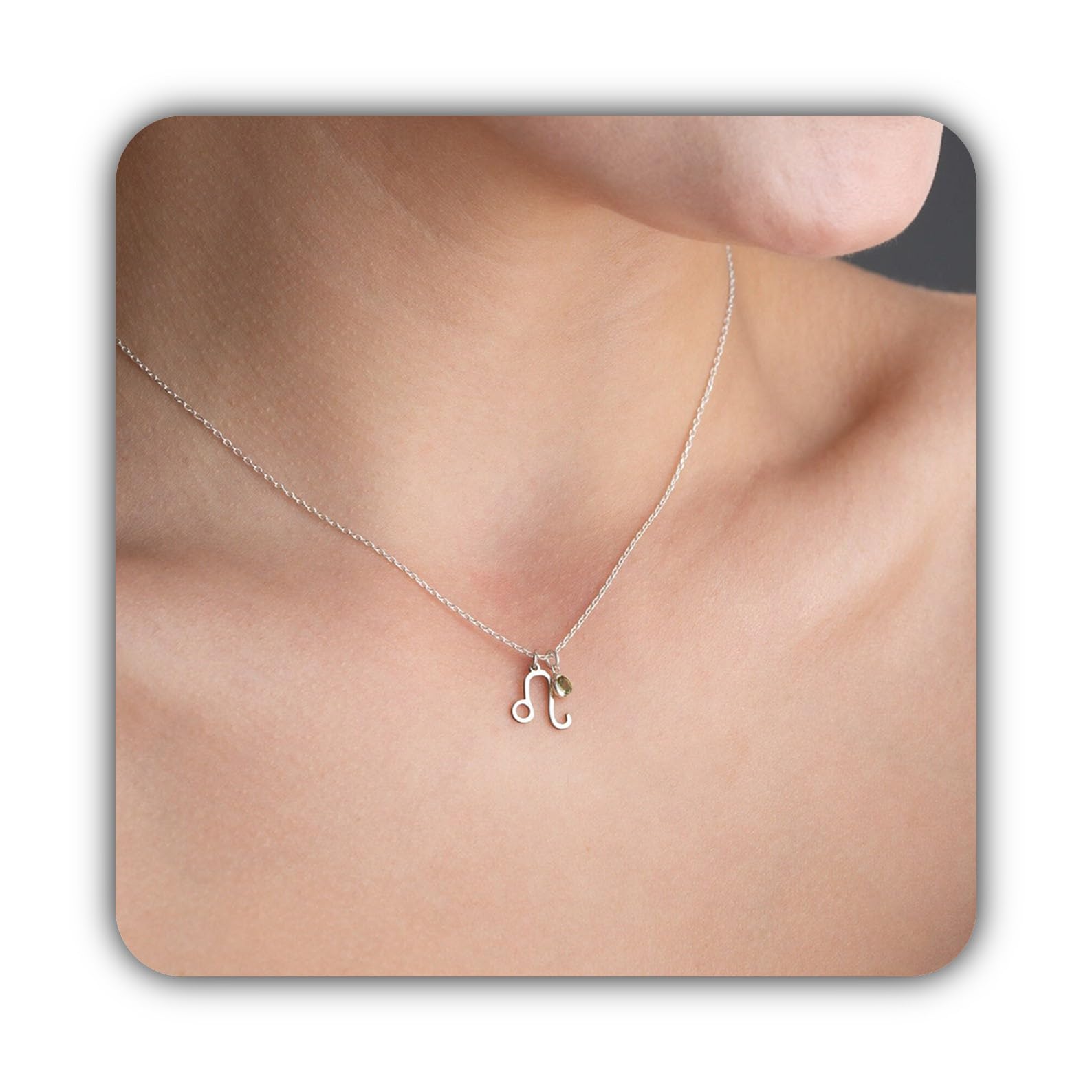 Delicato zodiaco collana con pietra portafortuna piccolo oro oroscopo Sterling forma astrologia Festa della Mamma Natale anniversario compleanno