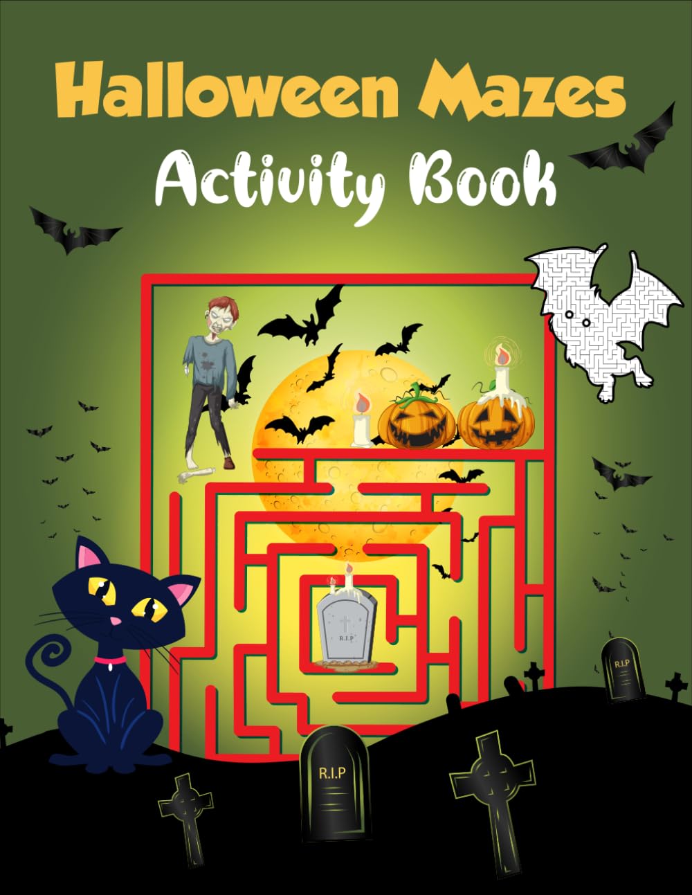 Halloween Mazes Activity Book: Perfect Halloween Gifts, Fun Halloween Book for Kids and Adults