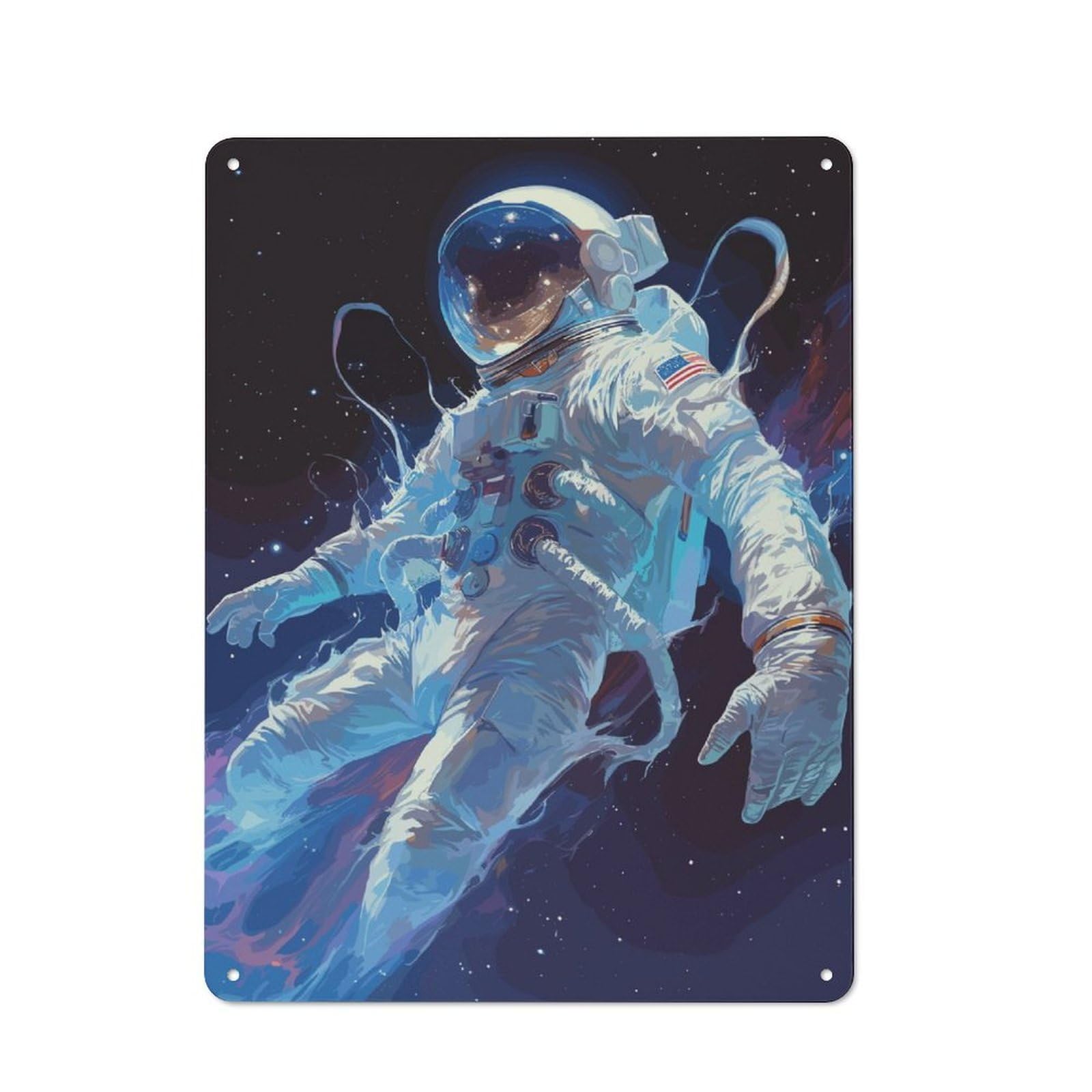 Junmoney Painting Fantasy Astronaut Retro Metal Plaque 40X30cm For Dining Room Or Kitchen, For Kitchen, Dining Room And Home Bar Wall Decor