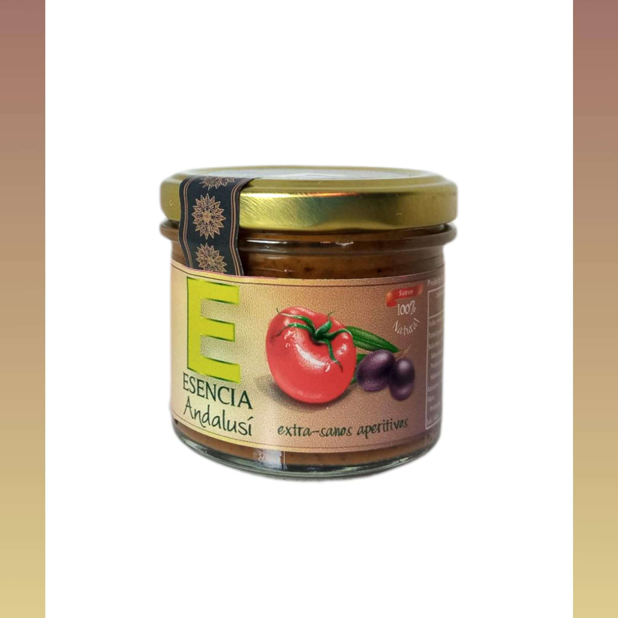 Tapenade Aceituna Negra con Tomate 110gr Esencia Andalusí, Paté artesano de Aceitunas con Tomate y Aceite Oliva Virgen Extra