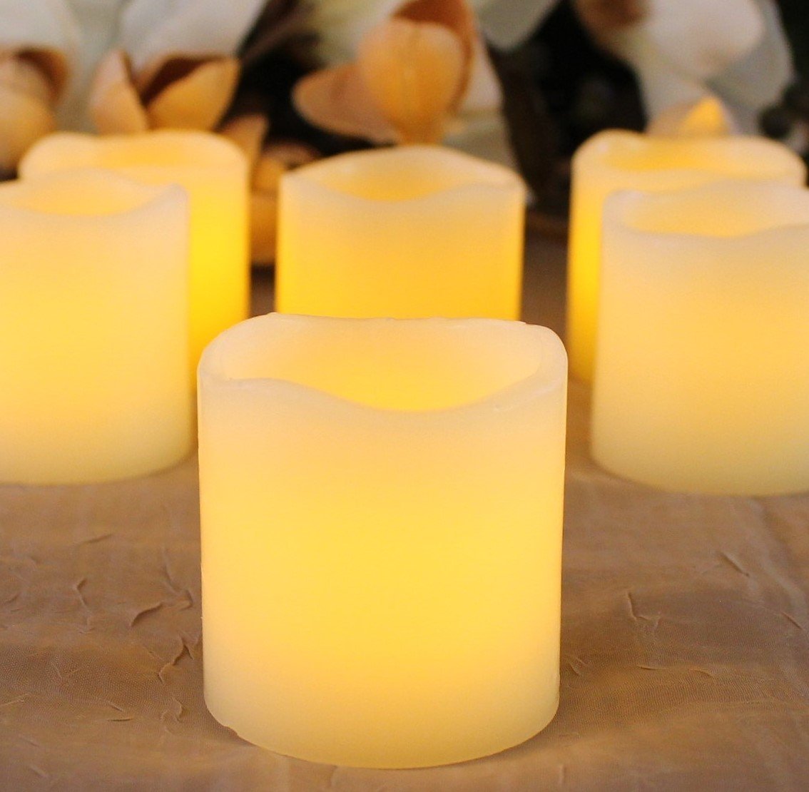 LED Lytes Battery Operated Candles Set of 6 Ivory Wax Candles 2" Tall