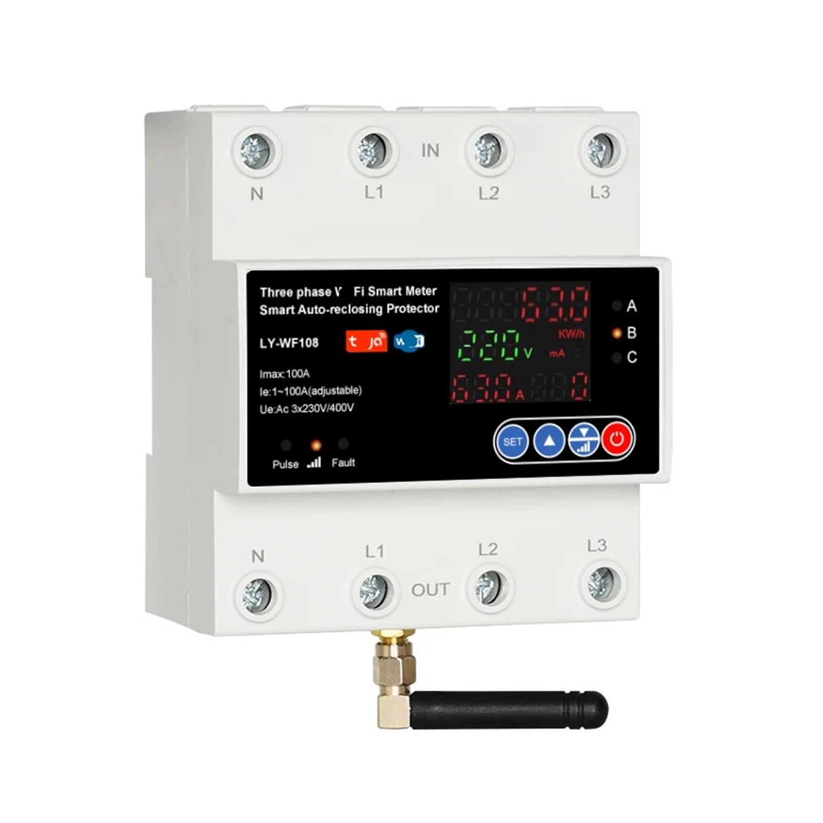 Disjoncteur triphasé 4P 100A avec minuterie et protecteur de surtension
