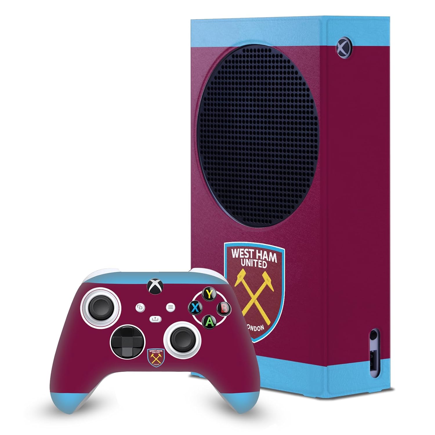Head Case Designs Officially Licensed West Ham United FC 1895 Claret Crest Art Game Console Wrap and Game Controller Skin Bundle Compatible With Xbox Series S Console & Controller Bundle