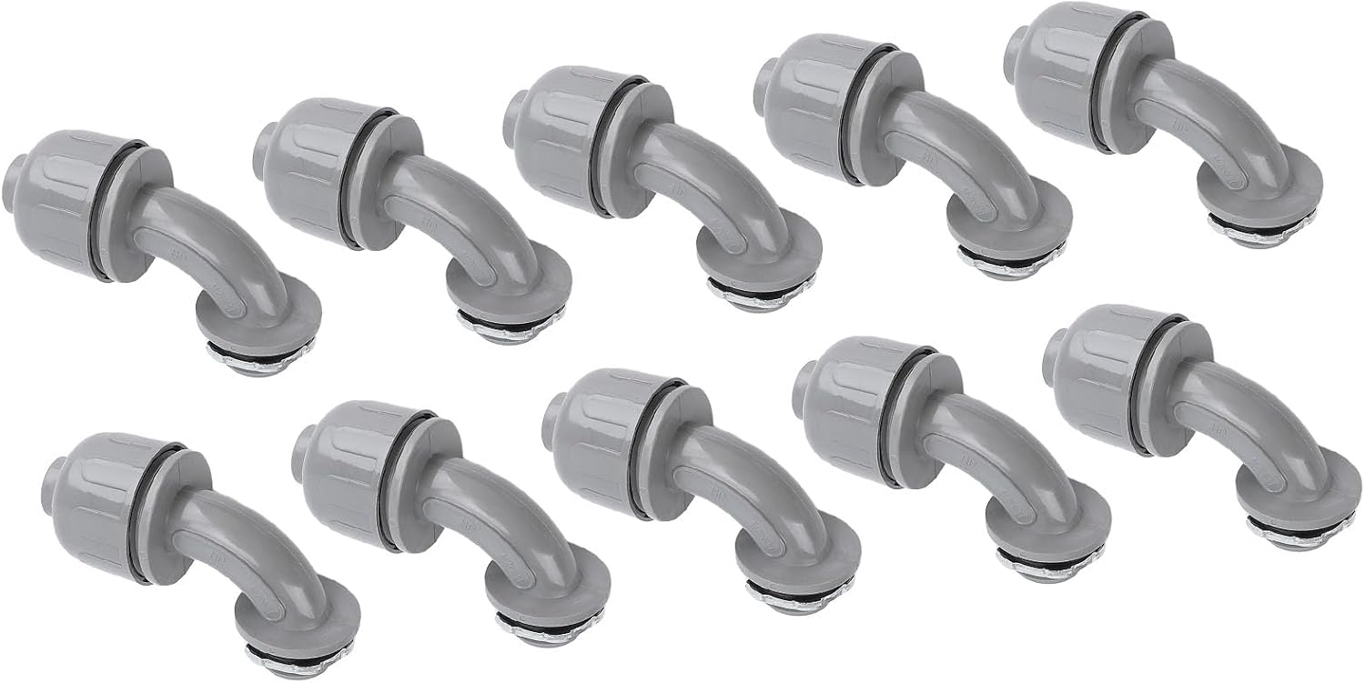 10Pcs 1in NPT Liquid Tight Connector Nylon 90 Degree Flexible Non Metallic Conduit Fitting for HVAC Equipment