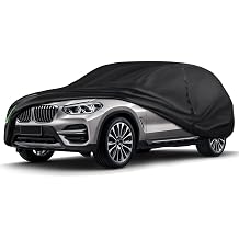 600D 16-Layer Heavy Duty Universal Car Cover, All Weather Waterproof Outdoor & Indoor Full Protection, UV Sun Snow Rain Dust & Scratch Resistant, Fits SUVs Length 181"-190"/15.1-15.8 ft Black