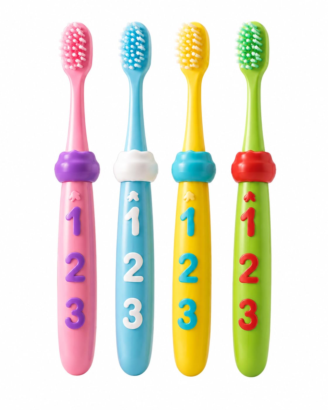 Kids Toothbrush Set of 4 with Soft Bristles & Easy-Grip Handle | Colourful Design, Raised Number Pattern, Gentle on Gums, Educational, Daily Oral Care-image-27